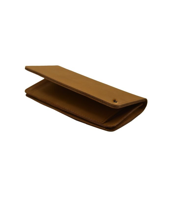Causal Trifold Long Leather Clutch Women Camel