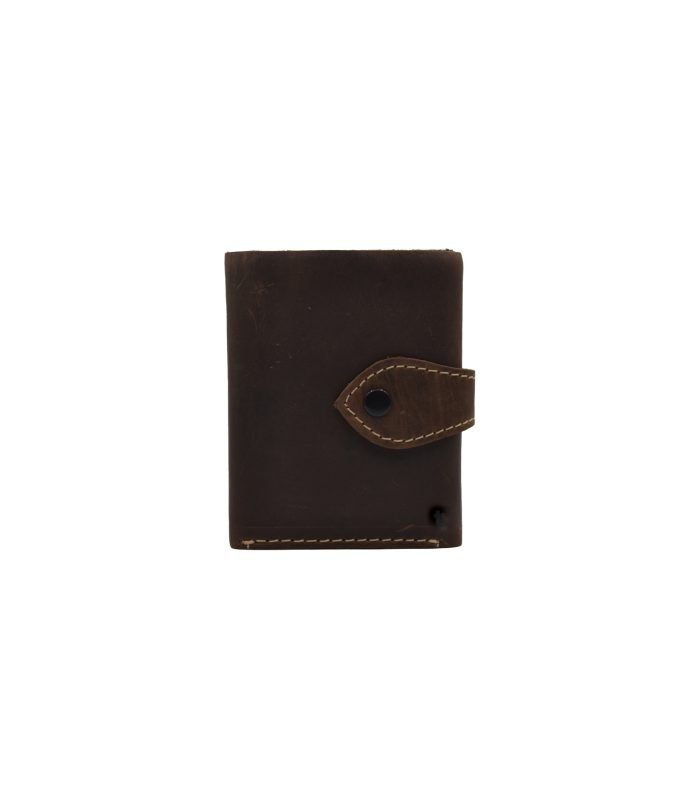 Classic Retro Trifold Button Leather Wallet Brown