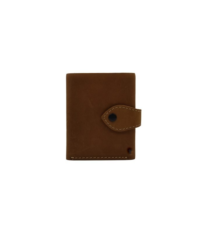 Classic Retro Trifold Button Leather Wallet Camel