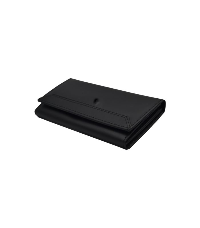 Classic Trifold Long Button Leather Clutch