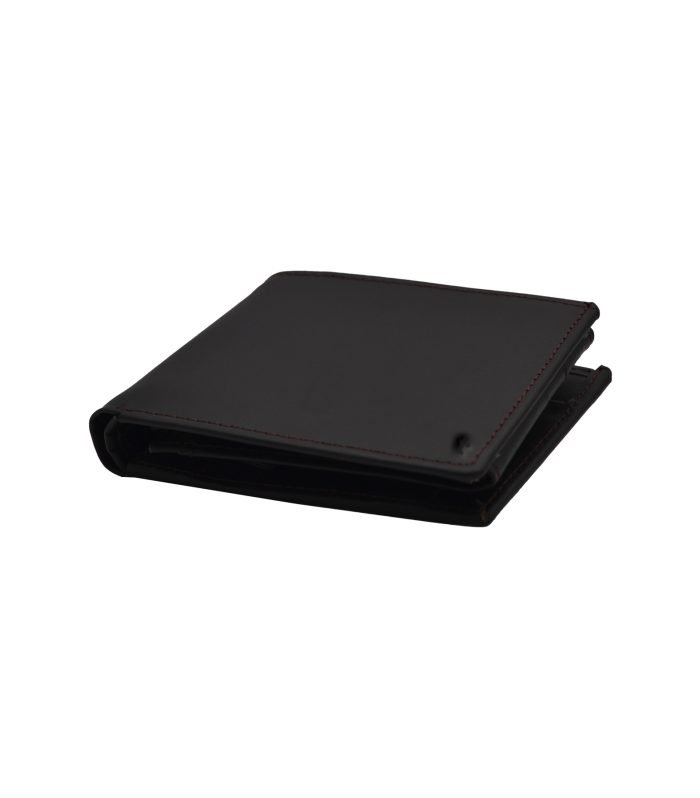 Minimal Bifold Zipper Leather Wallet-Black